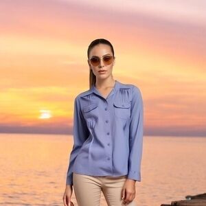 Columbia Purple Long Sleeve Hiking Shirt Womens M Button Front Omni Shade VG